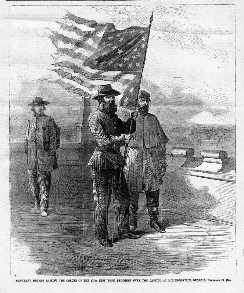 MILLEDGEVILLE ГРУЗИЯ СТОЛИЦА 1865 ГРАЖДАНСКОЙ ВОЙНЫ СЕРЖАНТ HELMES ПОДНИМАЯ ЦВЕТА - Изображение 1 из 1