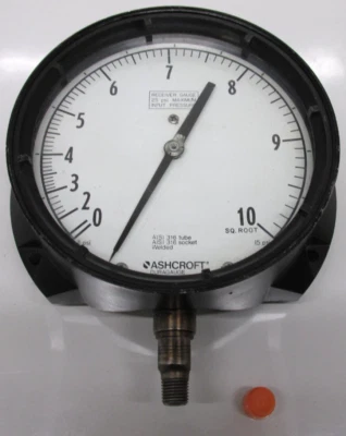 Ashcroft 1379 Duraguage 0-10 SQ Root 3-15 psi receiver gauge  - ITL - Image 1 of 2