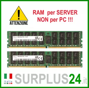 KIT RAM SERVER SK HYNIX 32GB (2x 16GB) 2Rx4 PC4-2133P-RA0 2133Mhz 1,20V Ecc - Foto 1 di 1