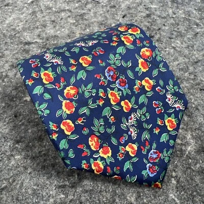 Corbata corta de seda azul amarillo 56" de colección con estampado floral Lauren Ralph Lauren para hombre Foto 1 de 4