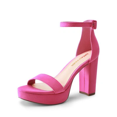 Women Platform Chunky Block Heeled Sandals Wedding Party Evening Dress Sandals - Image 1 of 4