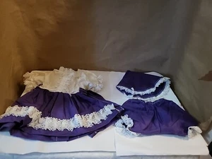 Doll Dress,Bonnet,Diaper Cover 3pc. Very Nice Vintage Measure In Photos  Descrpt - Picture 1 of 5