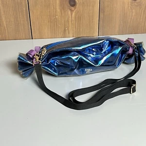 ANNA SUI Metallic Purple Enamel Candy Shoulder Handbag 8.6" w/Adjustable Strap - Picture 1 of 22