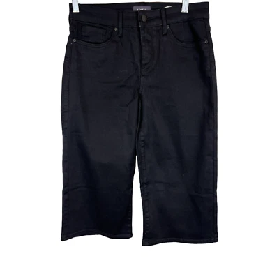 NYDJ Women's Regular Zip-Front Wide-Leg Pedal Pushers Pant Solid Black 4 Size - Image 1 of 2