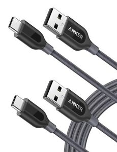 Anker [2-Pack 6ft] Powerline+ USB-C to USB-A 2.0 Nylon-Braided Charging Cable