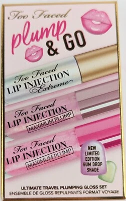 Too Faced Plump & Go Ultimate Travel conjunto de brilho plumping incluindo sombra de gota de goma - Imagem 1 de 2