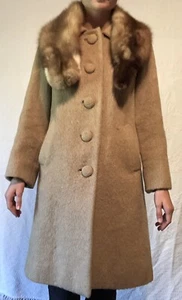 Vintage Sangwoo handgefertigter Wollpelzmantel & Zobelausschnitt Wickelkragen Hongkong - Bild 1 von 12
