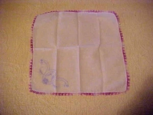VTG Hanky w/ Varigated Lavender Tatting Lace Trim - Picture 1 of 3
