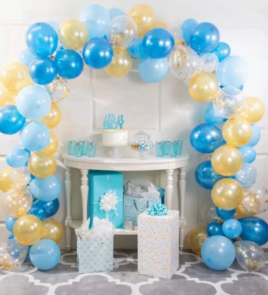 Large Blue and Gold Balloon Arch Kit 110 12-inch Assorted Latex Balloons - Image 1 of 1