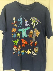 New Disney Pixar Shirt Size Large Navy Blue with Favorite Characters - Picture 1 of 4