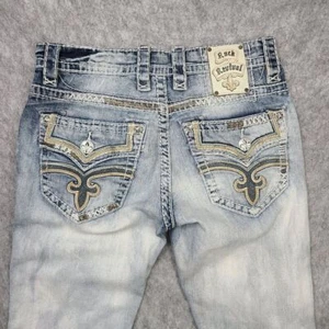 Rock Revival Jeans Men's 31x26 Clark Straight Embroidered Embellished Light Wash - Picture 1 of 13