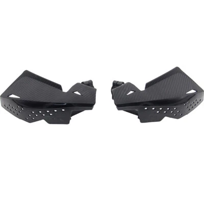 1 Pair Motorcycle Handlebar Handguard Shield Protector Carbon Fiber Look Black - Image 1 of 4