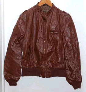 Chaqueta de carreras de cuero genuino marrón vintage Cooper para hombres talla 40 hecha en EE. UU. - Imagen 1 de 5