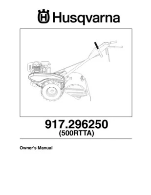 Owners Manual Husqvarna Rear Tine Tiller - Model 917.296250 (500RTTA) - Image 1 of 3