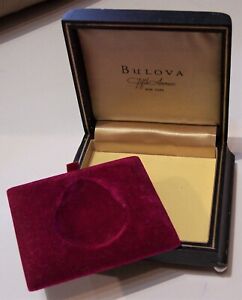 antique 40-50's wooden gold silk red velvet Bulova pocket watch box display only