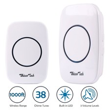 Wireless Doorbell Battery Operated Door Bell with 1Transmitter+1Plug in Receiver