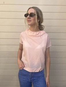 Vintage 60s Toray Tet Rex Pink Blouse. XS/S Excellent Condition. Polyester - Picture 1 of 7