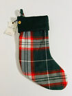 Hearth and Hand with Magnolia Green Red Plaid Christmas Stocking w/ Button New