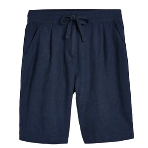 Damen Leinenmischung Shorts Damen Sommerhose mit schnurgebundener elastischer Taille - Bild 1 von 9