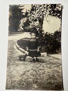 Ragazzo tedesco HELMIT BLANZ figlio di Josef con ORSO GIOCATTOLO antica foto RPPC 1915 GERMANIA - Foto 1 di 11