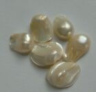 6 Iridescent White Freshwater Pearl Beads. 12-16 mm. Jewellery/Bead/Crafts