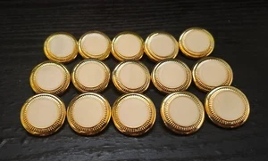 15 Large Shiny Gold Tone & Cream Plastic Shank Buttons 1" 25mm  - Picture 1 of 4