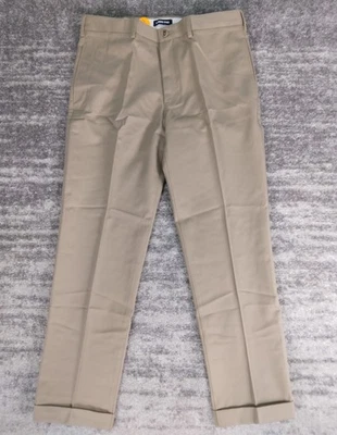 Pantalones para hombre Lands' End 34 caqui ajuste a medida sin hierro chinos 34x30 con puños Foto 1 de 4