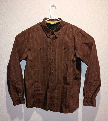 Arc'teryx Shirt Mens Burgundy Plaid Check LS Gorpcore Button Up - L EUC - Image 1 of 4