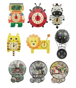 Silent Clock Novelty Pendulum Wall Clock Cartoon Kid's Bedroom Home Decor - Picture 1 of 32