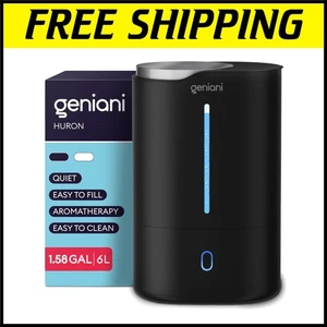 Top Fill 6L Humidifier with Essential Oil Diffuser & Automatic Control - Black - Picture 1 of 11