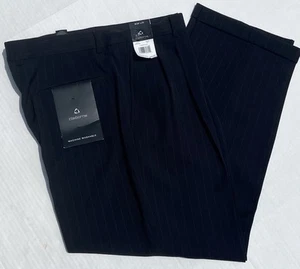 CLAIBORNE HERREN Anzughose PLISSEE SCHWARZ, Nadelstreifen, Bündchen 38x29 Neu mit Etikett - Bild 1 von 6