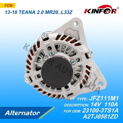 Fred Alternator Fits Nissan 2013-2018 TEANA 2.0L L33Z 23100-3TS1A-KINFOR JR-JFZ1 - Image 1 of 3