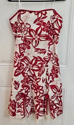 Y2K IZ Byer California Junior Dress Size 11 Red & white  ruffled, strapless - Image 1 of 4