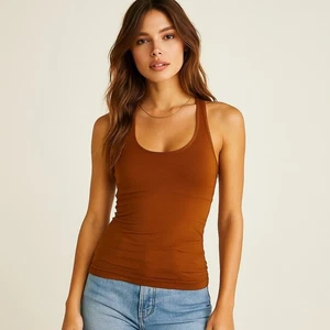 464. Neu ohne Etikett Free People Intimate Racerback Tank XS/S | rostbraun Stretch - Bild 1 von 9