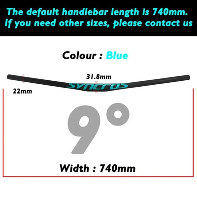 Syncros Carbon Fiber MTB Bicycle Handlebar 9 Degree 31.8mm Length 740mm - Image 1 of 4