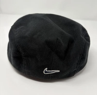 Vtg Nike Newsboy Cap Swoosh Logo Black Golf Hat Cabbie 90s Michael Jordan - Image 1 of 4