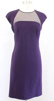 Emilio Pucci Purple Wool Blend Black Mesh Cutout Sheath Dress Size US 4 - Image 1 of 4