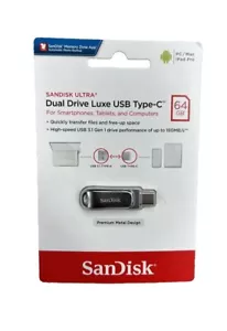 NEW! SanDisk Ultra Dual Drive Luxe USB Type-C 64GB - 619659184087. SEALED! - Picture 1 of 4