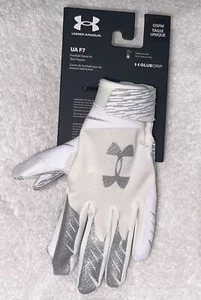 UNDER ARMOUR F7 Advanced Skill Player White Silver Football Gloves Youth Boys OS - Picture 1 of 10