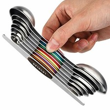 YellRin Magnetic Measuring Spoons Stainless Steel Stackable Dual Sided Teaspoon