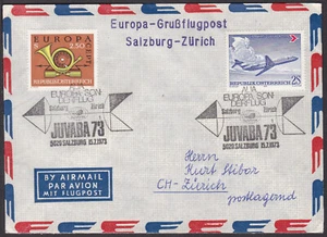FCV0270 Flight Cover, Austria, Salzburg – Zurich, Juvaba 73 Stamp Exhibition - Picture 1 of 2