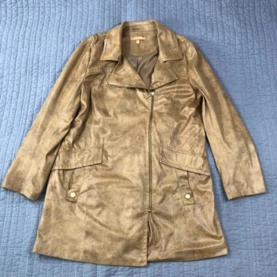 Ellen Tracy Jacket Women Large Brown Snake Skin Print Fabric Lightweight Coat - Image 1 of 4