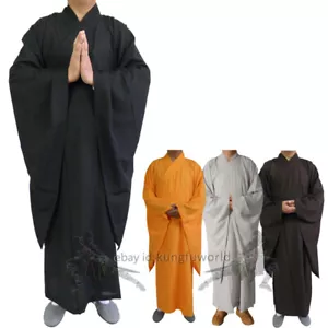 Men's Women's Shaolin Buddhist Monk Dress Meditation Haiqing Robe Kung fu Suit - Picture 1 of 16
