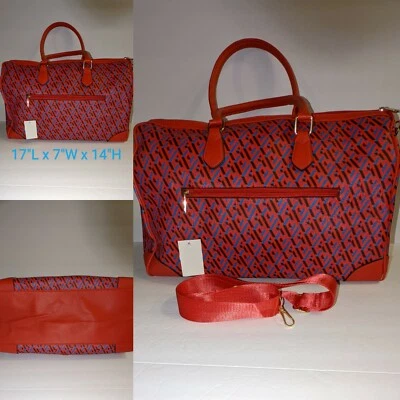 Красная отделанная разноцветная спортивная/дорожная сумка для выходных - Изображение 1 из 4