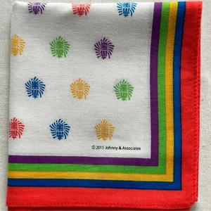 Vtg Handkerchief Cotton Pattern Monogram & Polka Dot Rainbow Pocket Square 19" - Picture 1 of 3