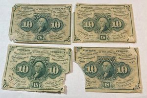 (4) FR-1242 & 43 10c Fractional Currency App. XF CHRC - Picture 1 of 2