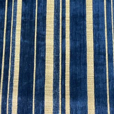 Burch Fabrics Chase Royal Blue Chenille Stripe Upholstery Fabric - Image 1 of 3