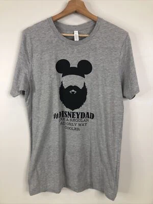 Canvas Men’s Size M Gray Disney Dad T Shirt #DisneyDad Beard Mickey Ears - Image 1 of 4