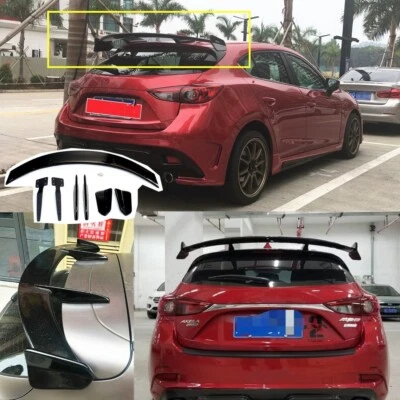 UNIVERSAL FITS 2014-2023 MAZDA 3 HATCH REAR ROOF SPOILER AIRPLANE WING KS STYLE Foto 1 de 4