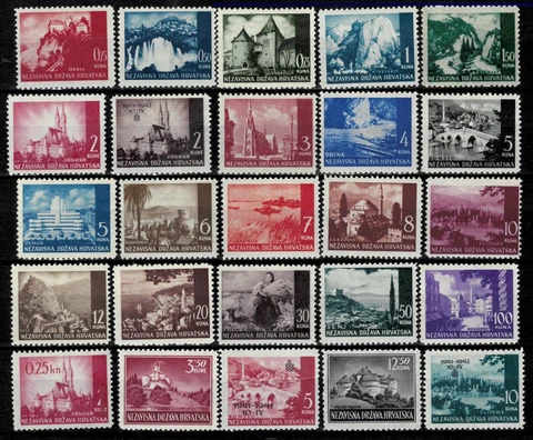 WWII - Croatia NDH 1941/43 ☀ Landscapes 25 unused MNH stamps Cover